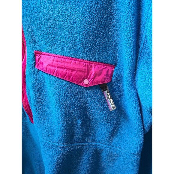 Patagonia Synchilla Fleece Pullover Half Zip Teal Blue Neon Vintage Rare Sz L - Picture 3 of 13